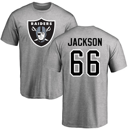 Men Oakland Raiders Ash Gabe Jackson Name and Number Logo NFL Football #66 T Shirt->oakland raiders->NFL Jersey